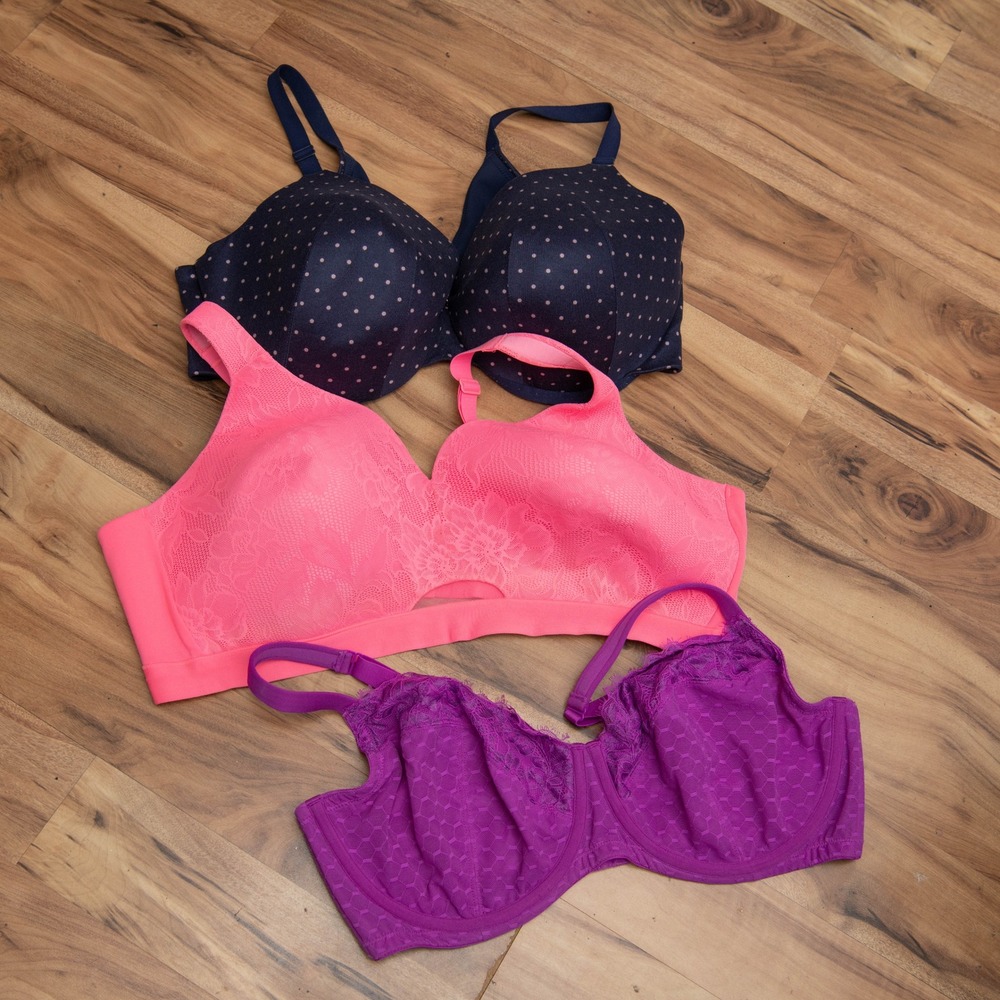 Cacique Bra Bundle Plus Size Like New! Navy 44DD Hot Pink 48D Purple Lace‎ 44DDD